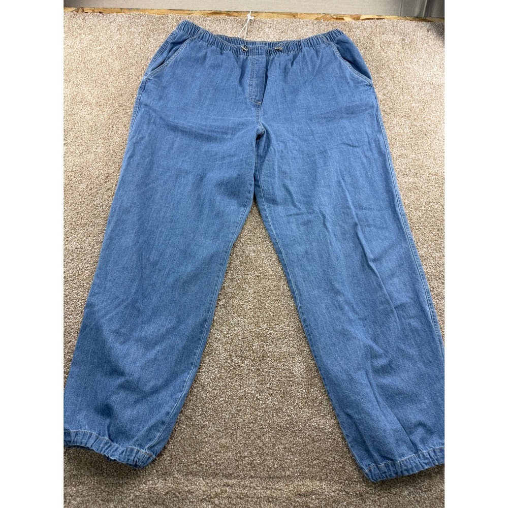 Nicole Miller New York Womens XL Denim Joggers Medium Wash Cotton‎ Elastic Waist